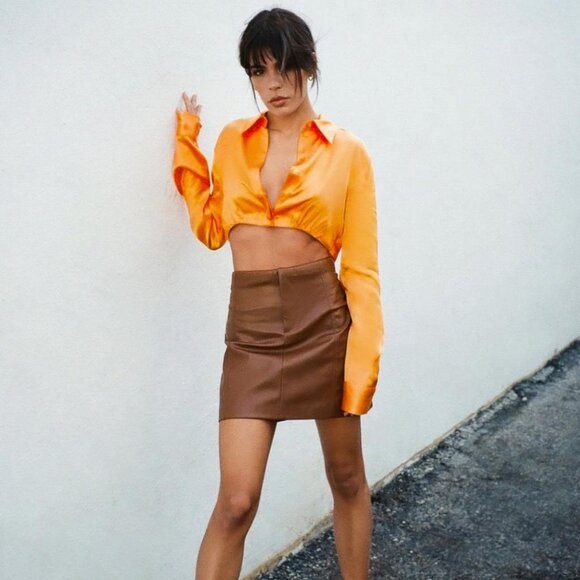 ZARA FAUX LEATHER MINI SKIRT - Picture 1 of 3